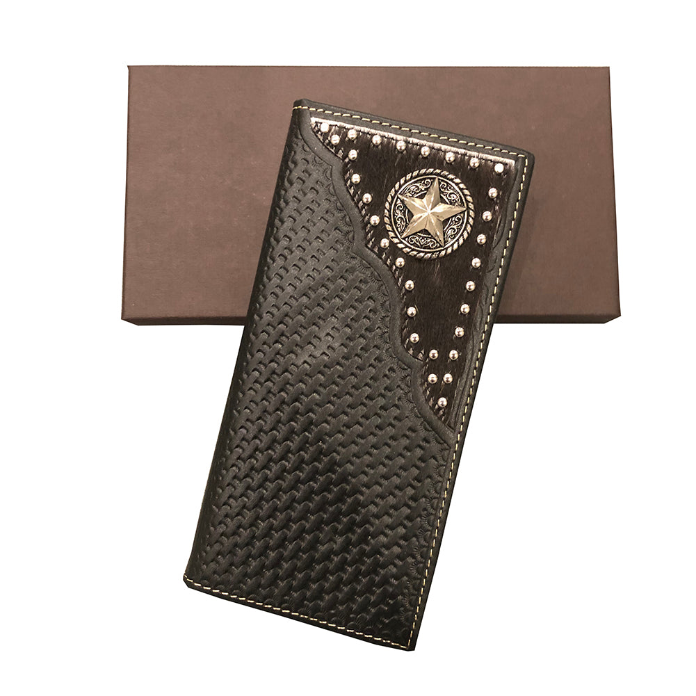 Star Western Mens Wallet Bifold Check Book, Faux Leather croc
