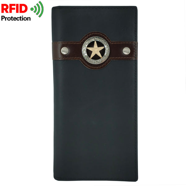 Janhooya Western Cowboy Wallet for Men RFID Blocking Leather Bifold Tall Wallet