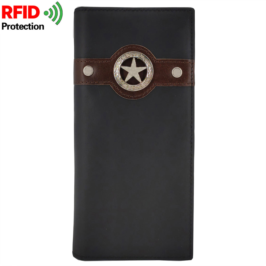 Janhooya Men's Western Cowboy Wallet for Men RFID Blocking Leather Bifold Tall Wallet