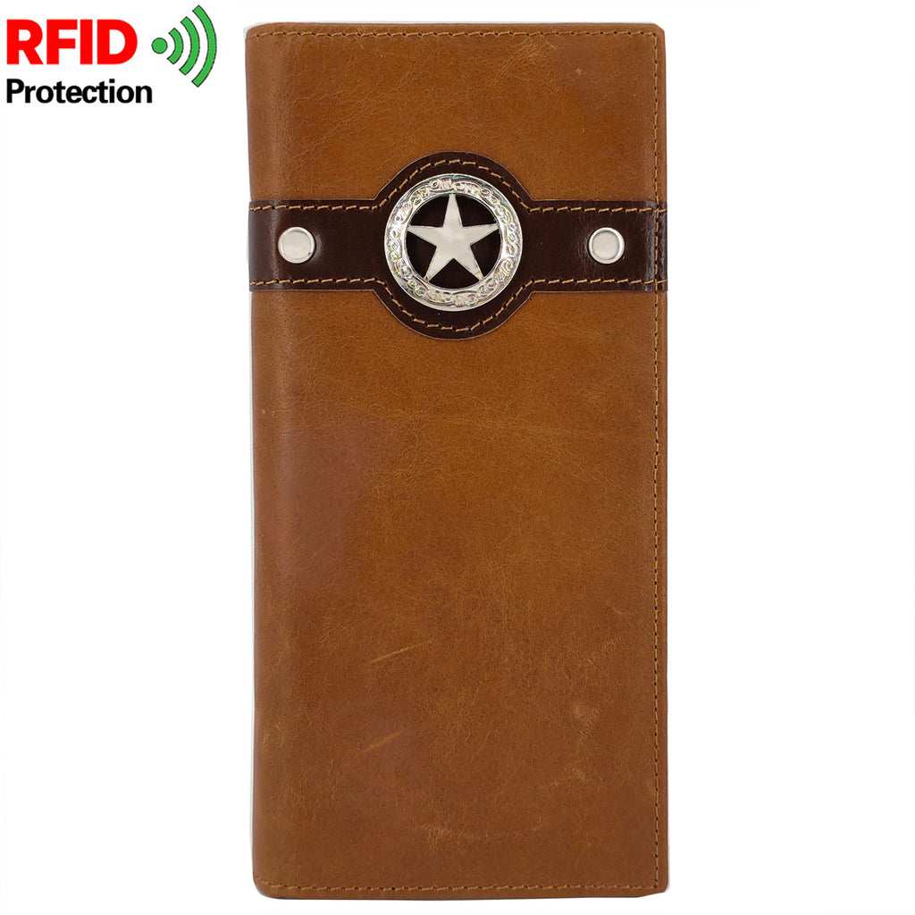 Janhooya Men's Western Cowboy Wallet for Men RFID Blocking Leather Bifold Tall Wallet